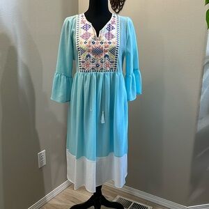 FLAMINGO URBAN women’s baby blue/ white dress size small